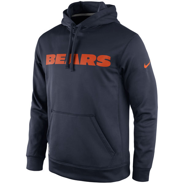 Men Chicago Bears Nike KO Wordmark Performance Hoodie Navy Blue